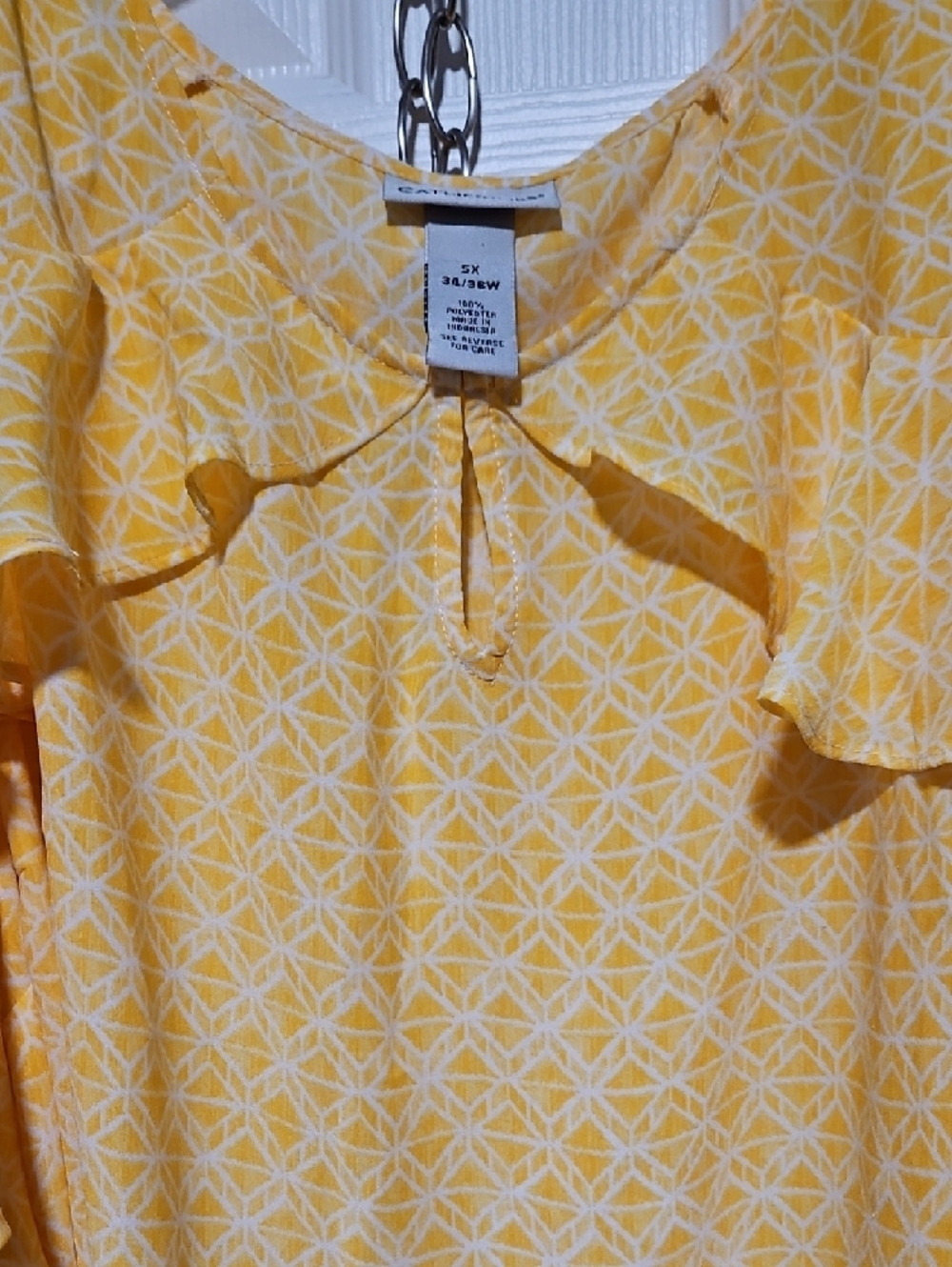 Catherines Yellow Cold-Shoulder Ruffle Blouse - Picture 4 of 6